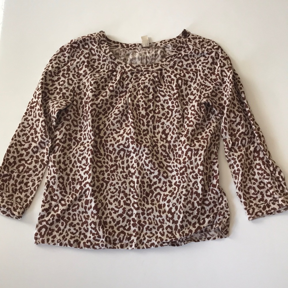 j. crew linen leopard print top